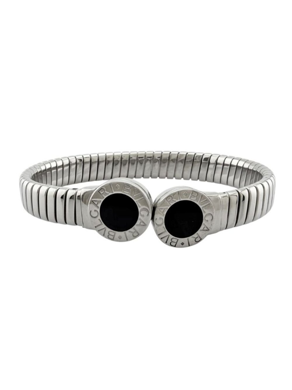 Bvlgari Tubogas Bangle Stainless Steel Onyx Bracelet